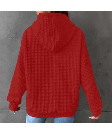 oelaio Oversized Hoodies for Women Trendy Casual Long Sleeve Cable Knit Pullover Cozy Sweaters Sweatshirt Chunky Drawstring Red Medium - Buy Online on GoSupps.com
