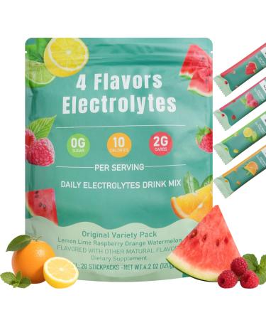 Taeci Electrolyte Powder Packets Sugar Free Hydration Drink Mix with Potassium, Magnesium & Sodium Zero Sugar Electrolytes for Rapid Rehydration 20 Stick Packs, Variety Flavors