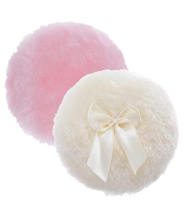 Sibba Large fluffy powder quaste 10 cm ultraich washable reusable velours face body powder quaste loose powder tounds wet dry make -up tool (pink and yellow) 2 pieces 4 inches 10 cm - pink + beige - Buy Online on GoSupps.com