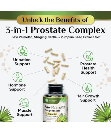 Saw Palmetto Prostate Health Supplements for Men 1000mg - 3X Strength with Pumpkin Seed DHT Blocker Urinary Health and Prostate Support for Mens Health Vegan Non-GMO Bottled in USA - 120 Capsules 120 Count (Pack of 1) - Buy Online on GoSupps.com