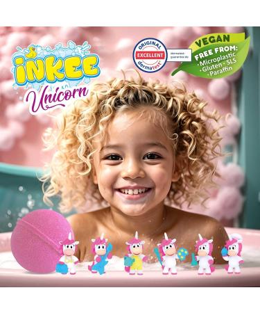 Inkee Unicorn Professions Bath Bombs | 5x 100g Surprise Gifts for Kids | Banana-Milk & Jojoba Oil | Pink & Green Aromatic Fun - Buy Online on GoSupps.com