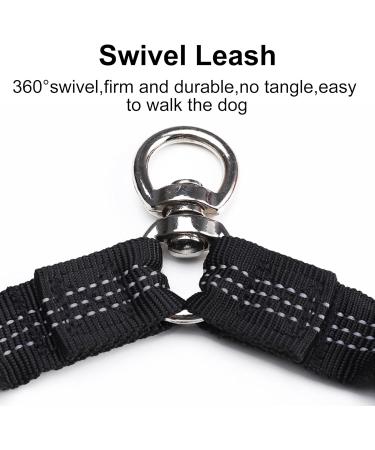 LZGOPE Double Dog Leash Adjustable Shock Absorbing Bungee Cord Dual Leash Coupler 360 Swivel Tangle-Free Reflective Leash Splitter for Daily Walking and Training of Medium to Large Dogs (Black) - Buy Online on GoSupps.com