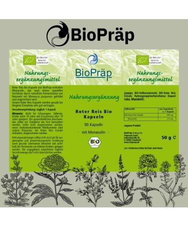 BioPrep Red Rice Capsules with Monacolin | 90 Vegan Cellulose Capsules | Organic & Certified | Made in Germany - Buy Online on GoSupps.com