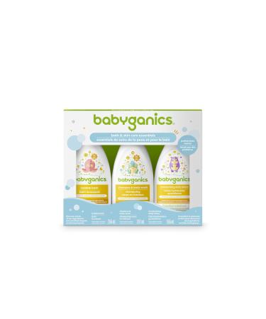 Babyganics 3-in-1 Skin Care Set Newborn and Baby Essentials Kit with (1) Bubble Bath Soap 266 ml (1) Baby Shampoo + Body Wash 207 ml and (1) Moisturizing Body Lotion 266 ml Packaging May Vary