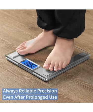 Vitafit 550lb Smart Digital Bathroom Scale with BMI Tracking via App | Extra-High Capacity, 8mm Tempered Glass, Step-On Design | Blue Backlit LCD Display | Silver - Buy Online on GoSupps.com
