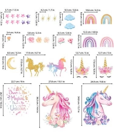 DECOWALL DS-8049 Large Colorful Unicorn Wall Stickers - Rainbow Stars Decals for Girls Bedroom Nursery - Removable Home Decor for Kids - Baby Birthday Decoration - Buy Online on GoSupps.com