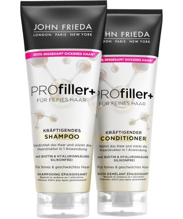  John Frieda John Frieda PROfiller+ Kit Shampoo 250 ml & Conditioner 250 ml Hair type: fine Thickens and nourishes hair With biotin and hyaluronic acid - Buy Online on GoSupps.com