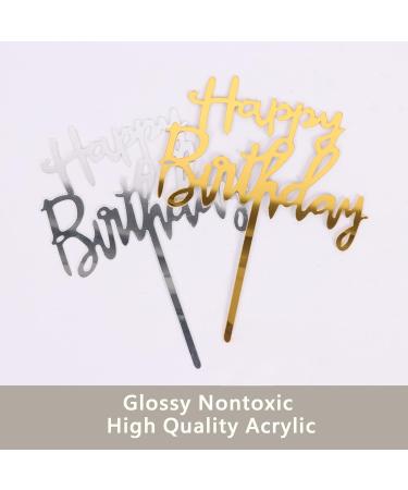 Acrylic Happy Birthday Cake Topper - 12pcs Cupcake Toppers & Decorations | Durable, Waterproof & Personalised Birthday Party Cake Decoration - Buy Online on GoSupps.com