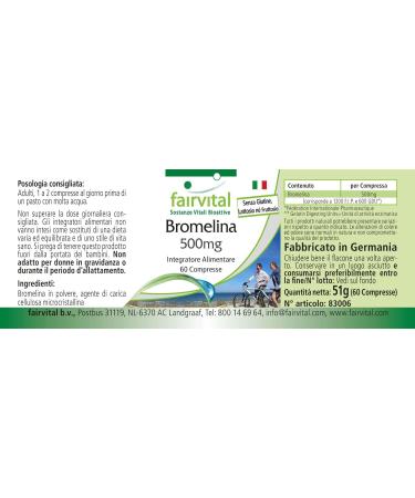 Buy Fairvital Bromelain 500mg - High Dose Vegan Pineapple Enzyme - 1200 FIP - 60 Tablets | International Shipping Available - Buy Online on GoSupps.com
