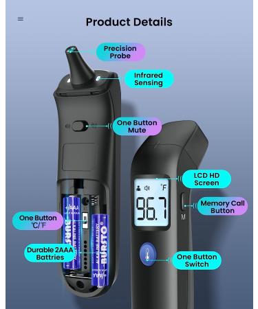 Infrared Ear and Forehead Thermometer - Non-Contact Thermometer for Babies, Kids, and Adults - Buy Online on GoSupps.com