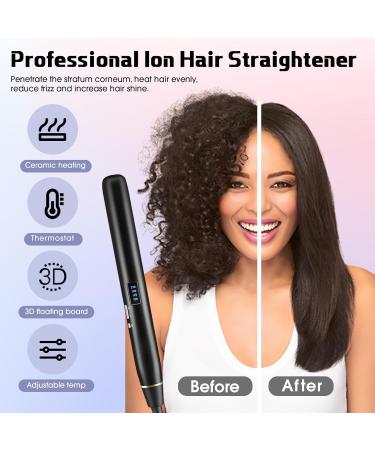 Hyadry Smooth Iron - Ceramic Hair Straightener with 30s Quick Heating Negative Ion Technology LED Temperature Display Dual Voltage Automatic Shut-Off (Black) - Buy Online on GoSupps.com