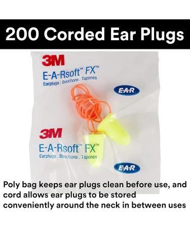 3M Ear Plugs 200/Box - E-A-Rsoft FX 312-1260 Corded Disposable Foam with NRR 33 for Drilling Grinding Machining & More - Buy Online on GoSupps.com