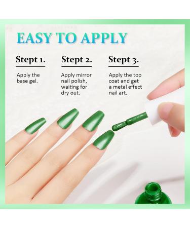 Chrome Nail Polish Green Nail Polish - Metal Mirror Effect Nail Varnish Quick Drying Nail Polish - Long Lasting No UV Needed Nail Art Nail Gel Polish at Home DIY Manicure 7ml - Buy Online on GoSupps.com