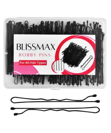 BLISSMAX Bobby Pins 100 Pcs 5cm Black Long Hair Grips with Storage Box Thicker & Strong Pins for All Hair Types Hair Pins for Hair Styling Makeup and more 100 Count (Pack of 1)