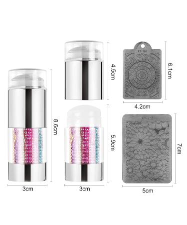 DouborQ 6Pcs French Tip Nail Stamp + Clear & White Double Stamper | 12Pcs Scraper | Nail Art Jelly Stamper for Manicure | DIY Designs - 18 Piece Set - Buy Online on GoSupps.com