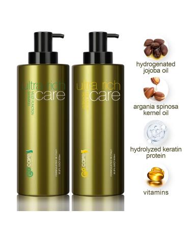 Bingocare 35.2 OZ Natural Sulfate-Free Argan Oil Shampoo & Conditioner Set | Moisturizing & Volumizing Haircare for Dry Curly Frizzy Hair | Gentle Restoration for Men & Women - Buy Online on GoSupps.com