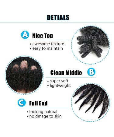 3 Packs 16 Inch Springy Afro Twist Hair - Pre-Separated Kinky Marley Twist Braiding Hair for Distressed Faux Locs, Spring and Passion Twist Styles (1B) - Buy Online on GoSupps.com