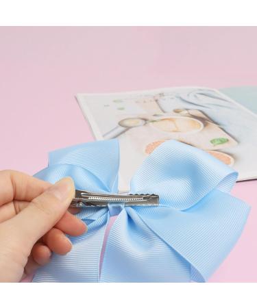 2 Pack 6 inch Bow Hair Clips Large Hair Bow Hair Barrette Clips for Women Girls Blue Hair Bow Light Blue - Buy Online on GoSupps.com