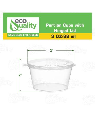 EcoQuality 3 oz Plastic Condiment Containers with Attached Lids (50 Pack) - Leak Proof Portion Cups for Sauces, Samples, Jello Shots, Food Storage & More! - Buy Online on GoSupps.com