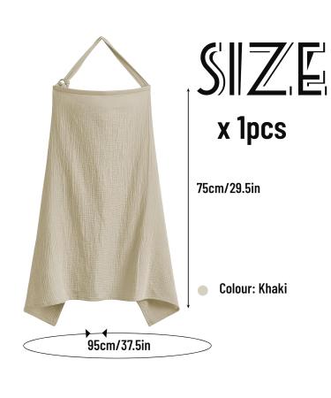 Nursing Apron & Cover | Darryy Muslin Breastfeeding Scarf | Breathable Cotton 75x95 cm Multi-Purpose Khaki Cover for On-the-Go Moms - Buy Online on GoSupps.com