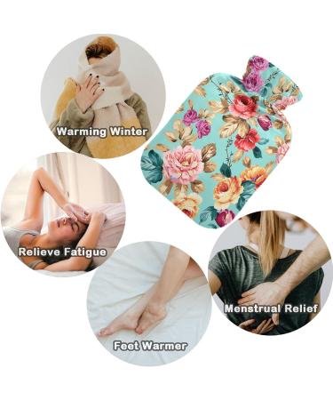 Naanle Hot Water Bottle with Cover - 2L Pink Orange Violet Flowers | Back Pain Relief Hand & Foot Warmer Neck Warmth Cold Therapy - International Shipping - Buy Online on GoSupps.com