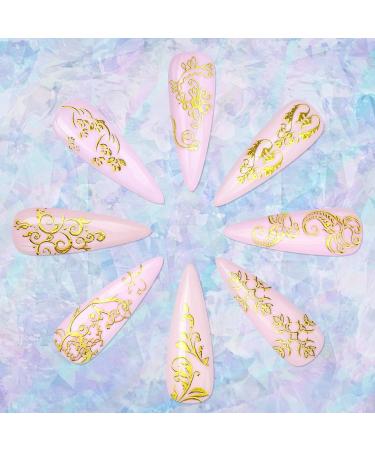 KISSBUTY Gold Flowers Nail Art Sticker - 20 Sheets Metallic Floral Vine Decals for Manicure - Buy Online on GoSupps.com