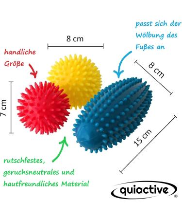 Quiactive Hedgehog Ball Set of 3 - Massage Balls for Back Legs Feet & Hands - Includes Bag Instructions & Air Pump - Perfect for Fascia Release | International Shipping - Buy Online on GoSupps.com