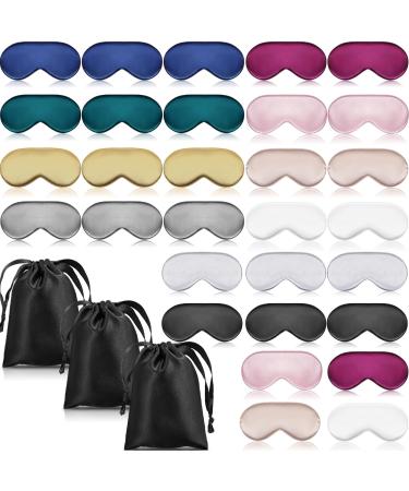 Xtinmee 30 Pieces Silk Sleep Mask Silk Eye Mask with Adjustable Strap Eye Mask for Sleeping Eye Cover Blindfold for Women Men Sleeping Travel (Multicolor)