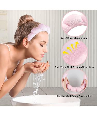 Pink Spa Headband for Women - Terry Towel Hair Band for Face Washing, Makeup Removal, Skincare - Shower Hair Accessory - Buy Online on GoSupps.com