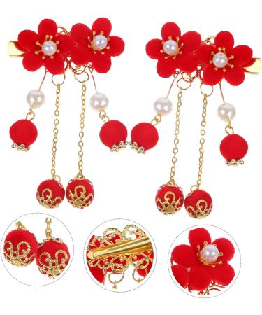 FRCOLOR 1 Pair Tassel Antique Style Hair Clip Bow Hair Clips Chinese Tassel Hair Clip Ancient Style Hair Pin Girls Barrettes for Hair Girl Hair Walk Japanese-style Girl Child Red Fabric - Buy Online on GoSupps.com