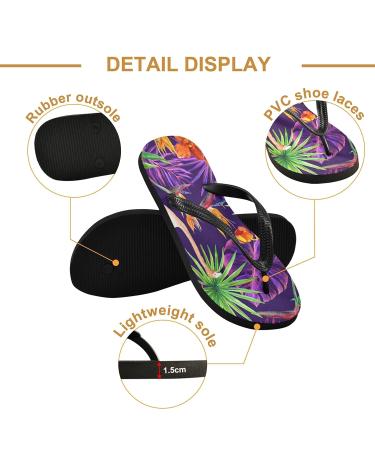 Purple Flamingo Palm Leaf Flip Flops | Unisex Multi-Colored Sandals for Home Spa & Travel - Buy Online on GoSupps.com