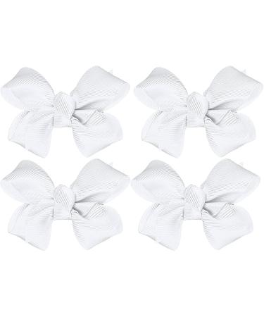 WLLHYF 3 Inch Hair Bows for Girls 4 Pieces Grosgrain Ribbon Alligator Clips bows Clips Hair Accessories For Babies Kids Toddlers Teens Gift (White) - Buy Online on GoSupps.com
