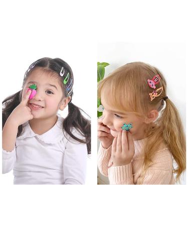 Funtopia 100 Pcs No Slip Metal Snap Hair Clips - Cute Cartoon Design Hair Pins for Girls & Women - Buy Online on GoSupps.com