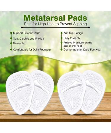MountainAir Metatarsal Pads - 4 Pairs Anti-Slip Foot Cushions for Men & Women - Pain Relief Shoe Inserts - Transparent High Heel Pads - Buy Online on GoSupps.com