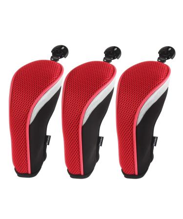 Andux Golf Hybrid Club Head Covers with Interchangeable No. Tag Pack of 3 Red