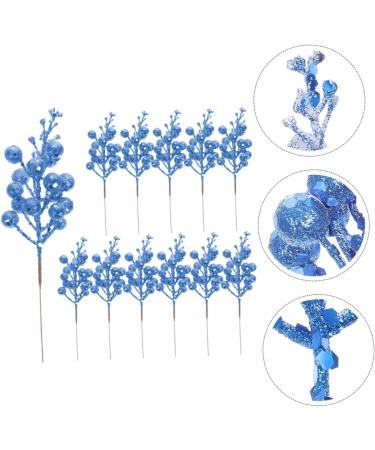 HOMSFOU 24 Pcs Christmas Imitation Berries Christmas Berries Picks Artificial Berry Twig Stem Gold Floral Picks Glitter Holly Berry Stem Xmas Red Fruit Home Decor Household Ribbon Foam Bluex2pcs 19X5X5CMx2pcs - Buy Online on GoSupps.com