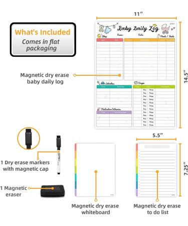Newborn Baby & Toddler Log Tracker Whiteboard - Reusable Daily Planner for Feeding, Sleep, Diaper Changes & Activities - Buy Online on GoSupps.com
