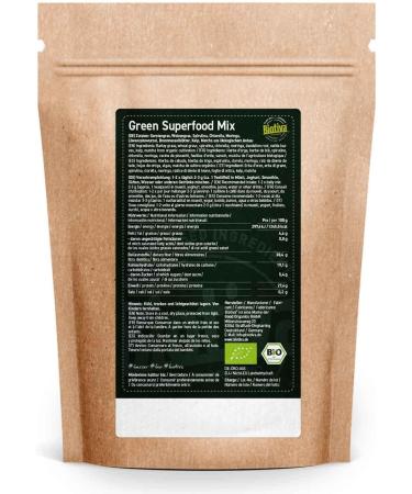  Biotiva Green Superfood Organic Powder Mix 800g (2 x 400g) - Barley Grass Spirulina Chlorella Moringa Dandelion Root Kelp & Matcha - 9 Superfoods Mix Biotiva - Buy Online on GoSupps.com