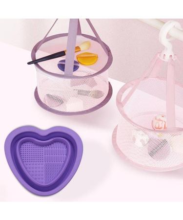 Geteawily Foldable Makeup Brush Cleaning Bowl | Heart Shape Silicone Cosmetic Brush Cleaner Portable Washing Tool for Brushes Sponges Makeup Cleaning Tools for Makeup Lovers Purple - Buy Online on GoSupps.com
