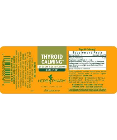 Herb Pharm Thyroid Calming Liquid - Herbal Endocrine Support 1 oz - Natural Thyroid Health Supplement - Buy Online on GoSupps.com