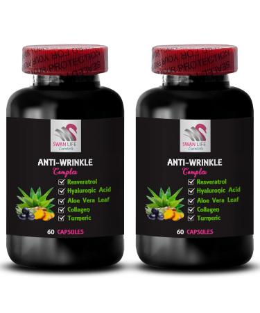 Alpha Lipoic Acid - Anti-Wrinkle Complex - Glycine Hydrating Formula Collagen Boost L-Glutathione Green Tea Leaf Firming Support Aloe Vera Grape Seed Extract Lycopene 2 Bottles 120 Capsules