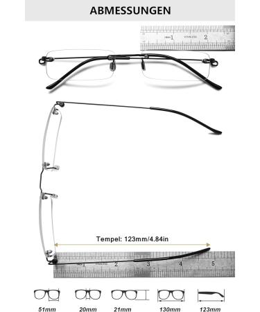 Shop Lanomi Mini Frameless Reading Glasses - Ultra-Light Blue Light Filter Narrow Fit Borderless Design Silver Metal Case 2.5x Magnification - Perfect for Women & Men - Buy Online on GoSupps.com