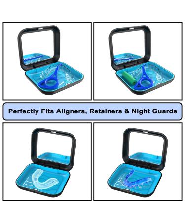 Invisalign Aligner Case with Mirror and Removal Tool - Premium Retainer Case for Mouth Guards - Easy to Use (Black) - Buy Online on GoSupps.com