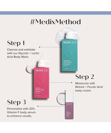 MEDIX Retinol Body Lotion + 20% Vitamin F Booster Serum Moisturizer 2PC Skin Care Set | Crepey Skin Care Treatment | Retinol Body Cream Targets Appearance Of Sagging Crepe Skin & Wrinkles 2PC Set Retinol Body Cream + Vitam  - Buy Online on GoSupps.com