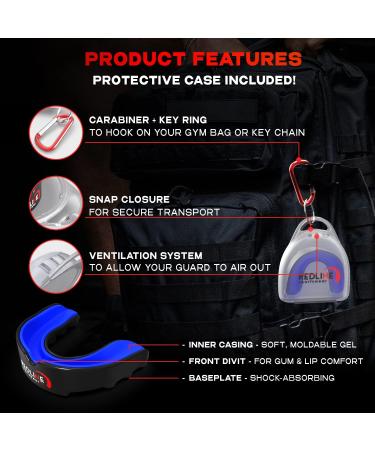 Redline Sportswear Pro Custom Molded Mouth Guard with Case - BPA Free Sports Mouthguard for Braces, Football, Hockey - Blue & Black | Youth to Adult Boxing Protection - Buy Online on GoSupps.com