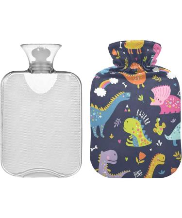 Buy Naanle Colorful Rainbow Dinosaur Heat Bottle - 1L Transparent Hot Water Bottle for Pain Relief Bed Hand & Feet Therapy - Ideal for Hot & Cold Use - Buy Online on GoSupps.com