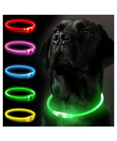 Serda-Run light neck band dog dog collar luminous charging LED collar for dogs light band Dog adjustable size dog light neck band light modes safety for your dog at night (green) greenen