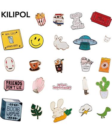 20 PCS Mixed Enamel Brooch Pins Bulk Set | Stylish Lapel Pin Set for Girls & Women - Perfect Gift for Birthday, Christmas, Festivals - Random Style - No Repeats - Buy Online on GoSupps.com