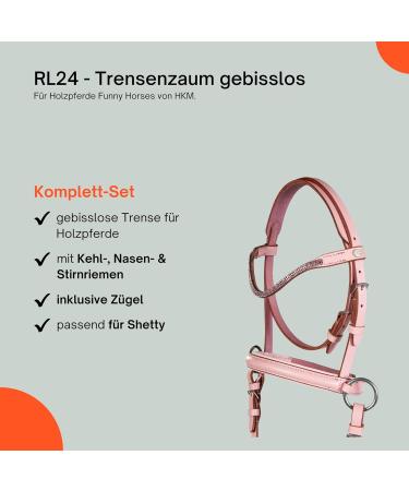 RL24 Real Leather Bridle for Wooden Horses - Pink Bridle & Reins | Funny Horse Toys for Children | HKM Shetty Accessories - Buy Online on GoSupps.com