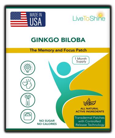 Live To Shine Ginkgo Biloba Patch - 30 Gingko Transdermal Patches - One Month Supply for Women and Men - USA Made